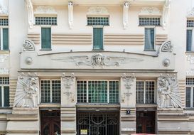 Ornamental art nouveau building facade in Riga