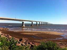 distant view of the Confederate bridge in canada