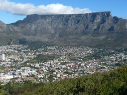 distant view to the Cape Town in the South Africa