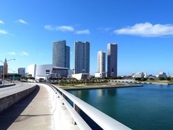 skyscrapers on the coast in miami on a sunny day