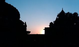 ancient ruins at sunset