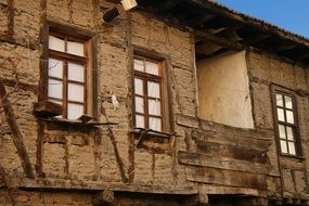 old wooden houses in the village