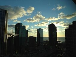 Chicago skyline evening panorama