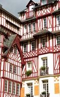 colorful aged timbered houses, france, normandy