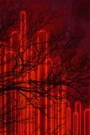 digital red glowing design with the branches