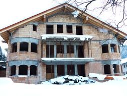 Unfinished building in winter