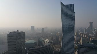 skyscrapers in mist, Poland,Warsaw