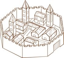 medieval town drawing
