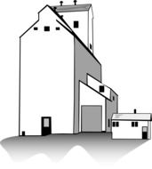 elevator and farm building, drawing