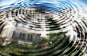 Air Wave circles at background with the buildings