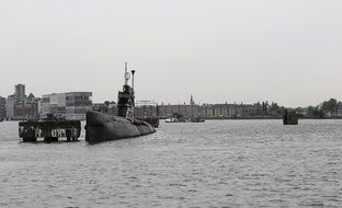 submarine in the harbor of amsterdam