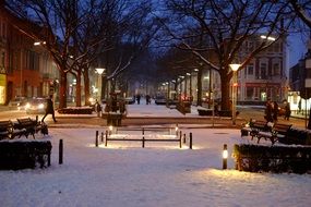 Night view of krefeld in winter time