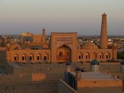 old Architecture of Khiva at sunset