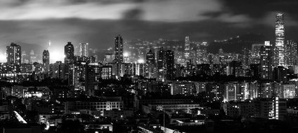 panoramic view of night hong kong