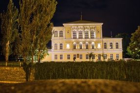 Yellow luxury mansion night view