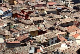 panoramic view of the tiled roofs of the old Mediterranean city