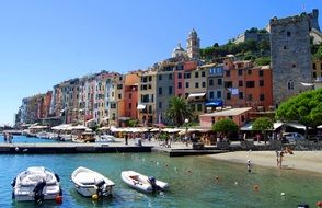 Houses, boats, sea in Porto venere