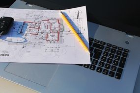 building plan left on the laptop