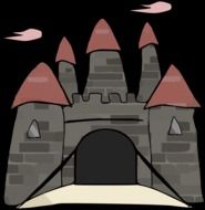 drawn fortress with drawbridge