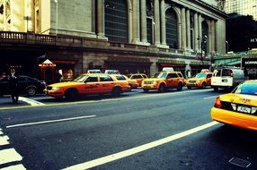 yellow cabs on the street in New York