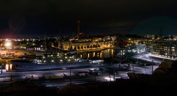 river warship military exercise night view