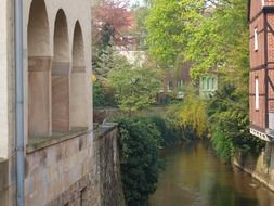 water canal among old city houses