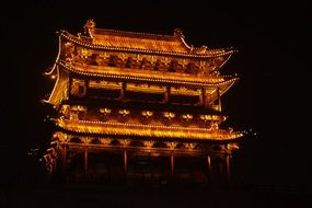 Lighting temple in old town at night