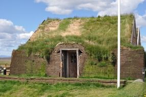 torfhaus with grass roof in iceland