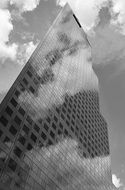 black and white picture of a skyscraper in downtown Atlanta