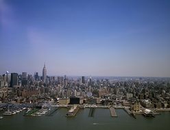 docks in port on hudson river at city, usa, manhattan, nyc