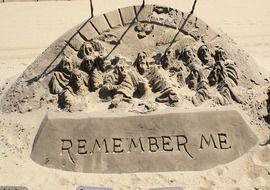 sand sculpture with symbols