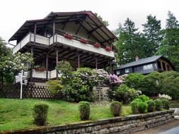 landscape of bottom view of the beautiful villa