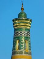 Colorful minaret tower in Khiva