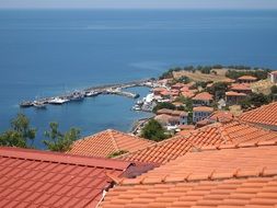 port with ships, greece