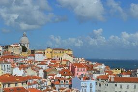 lisbon portugal buildings roofs sea view