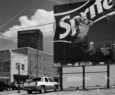 black and white photo of a city street in Georgia