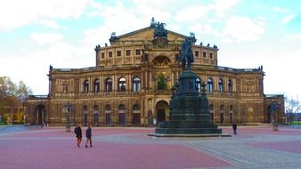 Dresden semper opera house with the monument on the square