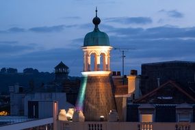 Illuminated city tower, england