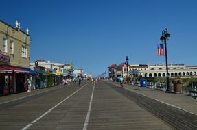 boardwalk on street in old coastal city, usa, new jersey