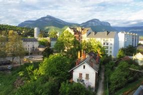 View of provincial town of chambery in France