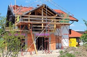 scaffolding on the house