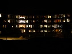 apartment building at night