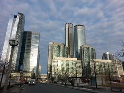 modern architecture in the evening