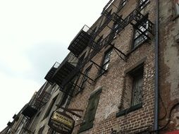 High brick building, bottom view