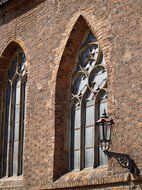 Windows of the brick church building