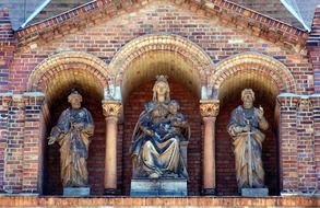 statues at peter and paul church facade, germany, potsdam