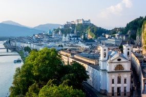 panoramic view of the old city in salzburg