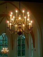 chandelier in the church under the ceiling