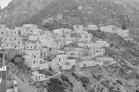 old city on mountain side, greece, olymbos