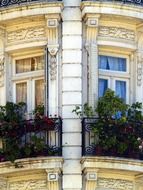 facade of a luxury building with balconies close-up